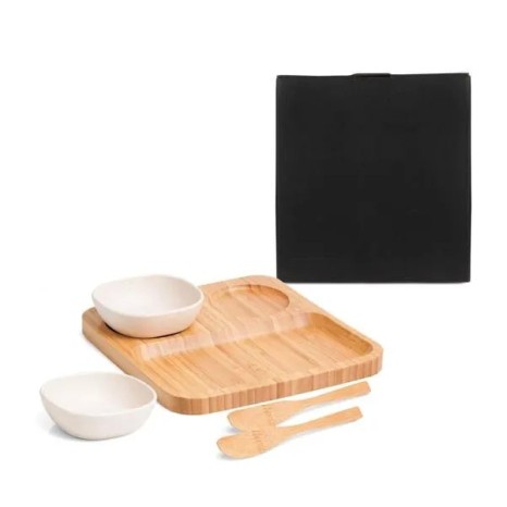 Conjunto para Petiscos e Patês em Bambu/Fibra de Bambu-5 Pçs Personalizado