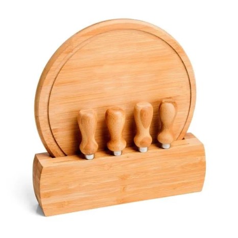 Conjunto para Queijo em Bambu / Madeira / Inox Córdoba 6 Pçs Personalizado