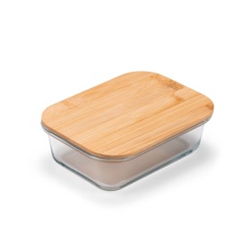Marmita de vidro com tampa em bambu 640ml para empresas