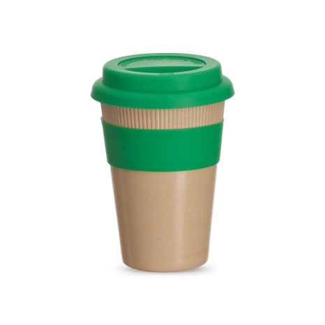 Copo Fibra Bambu com Tampa 450Ml com Logotipo