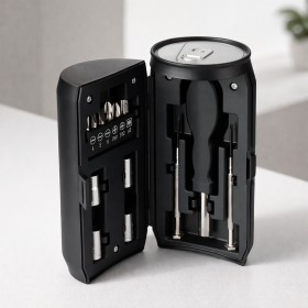 Kit ferramentas com estojo formato lata 13 peças para empresas