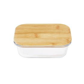 Marmita de vidro com tampa de bambu 300ml com logotipo