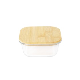 Marmita de vidro com tampa de bambu 400ml para brinde