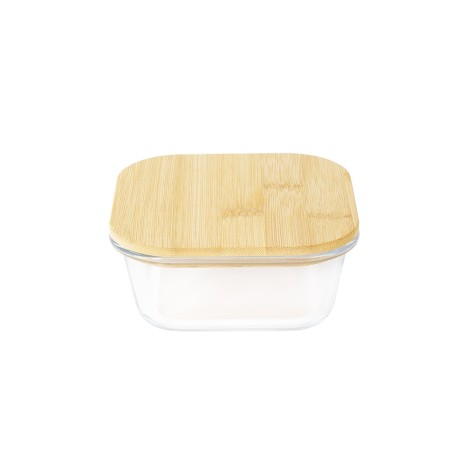 Marmita de vidro com tampa de bambu 400ml para brinde