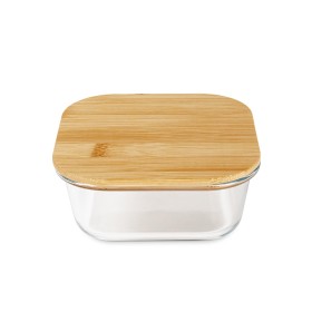 Marmita de vidro com tampa de bambu 650ml para empresas