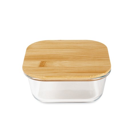 Marmita de vidro com tampa de bambu 650ml para empresas