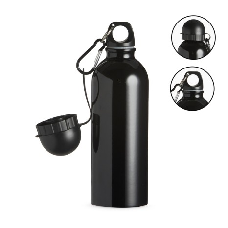 Squeeze Inox 500Ml com Bico e Mosquetão-Azul com Logotipo