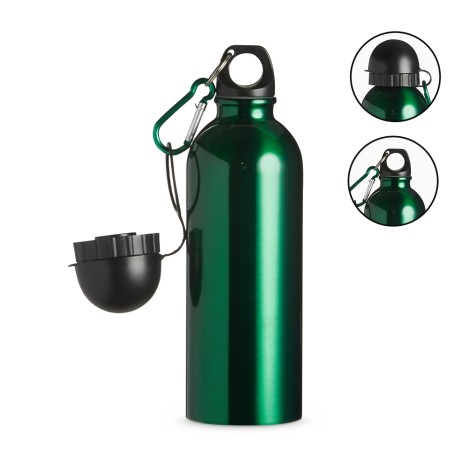 Squeeze Inox 500Ml com Bico e Mosquetão-Azul com Logotipo